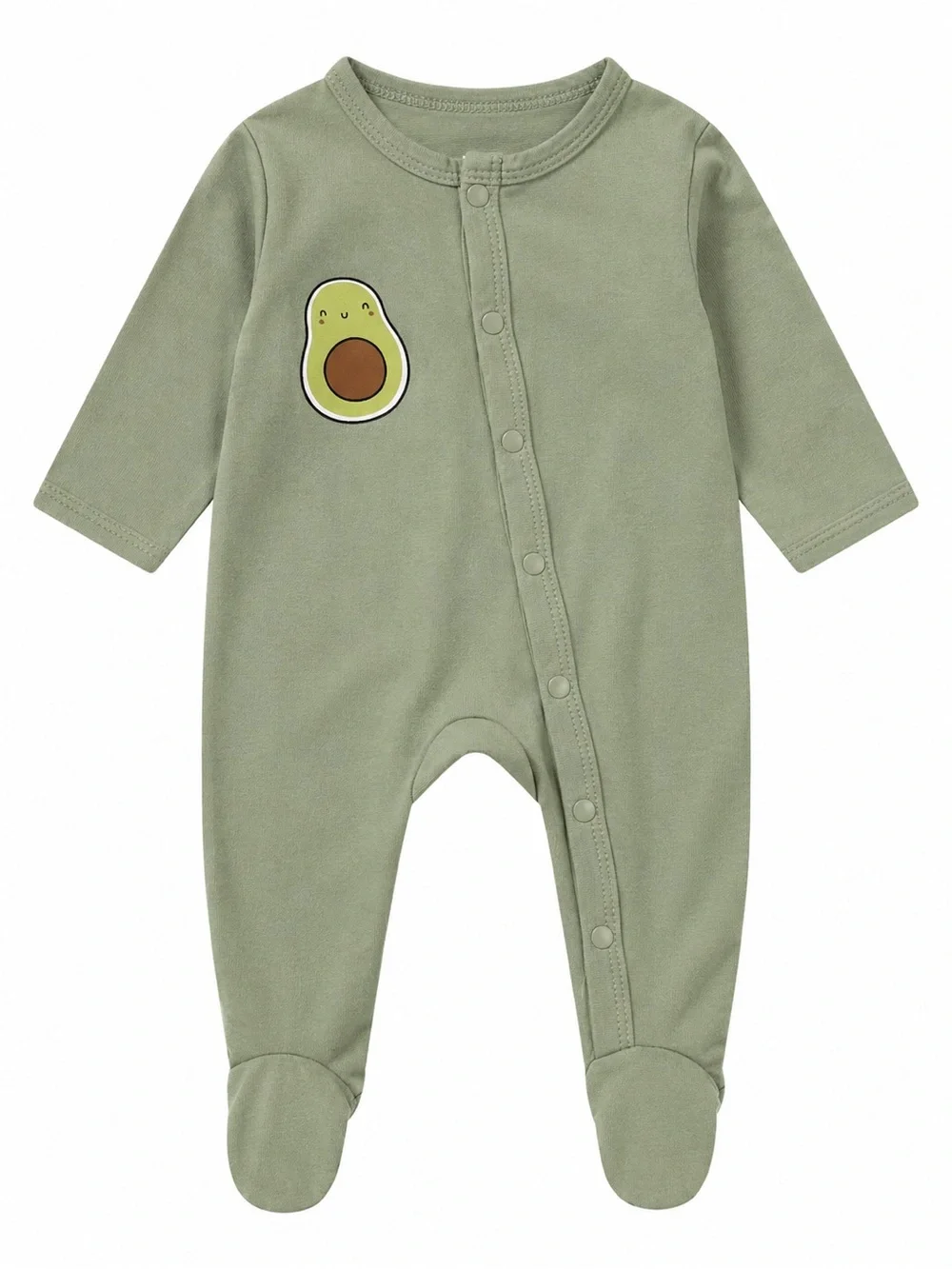 SHEIN Baby Avocado Footed Sleeper 0-1M Green Snap Pajamas Unisex